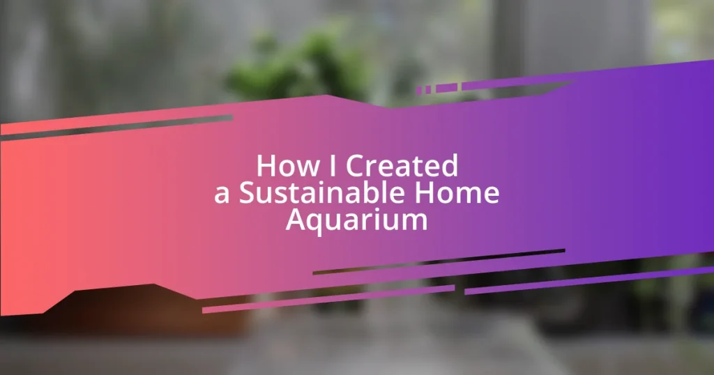 How I Created a Sustainable Home Aquarium