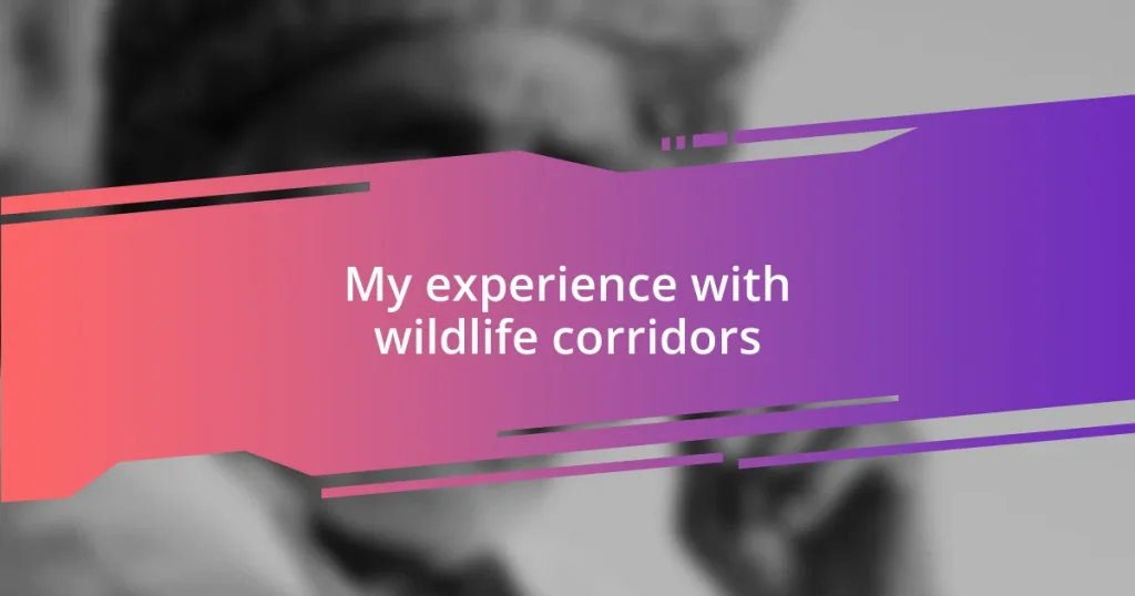 My experience with wildlife corridors