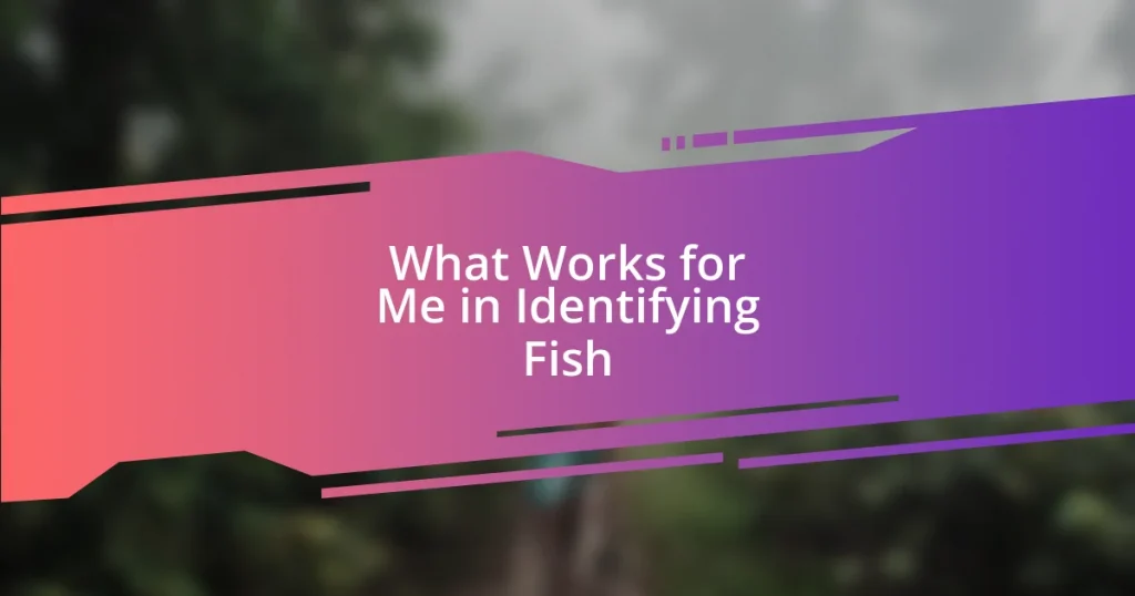 What Works for Me in Identifying Fish